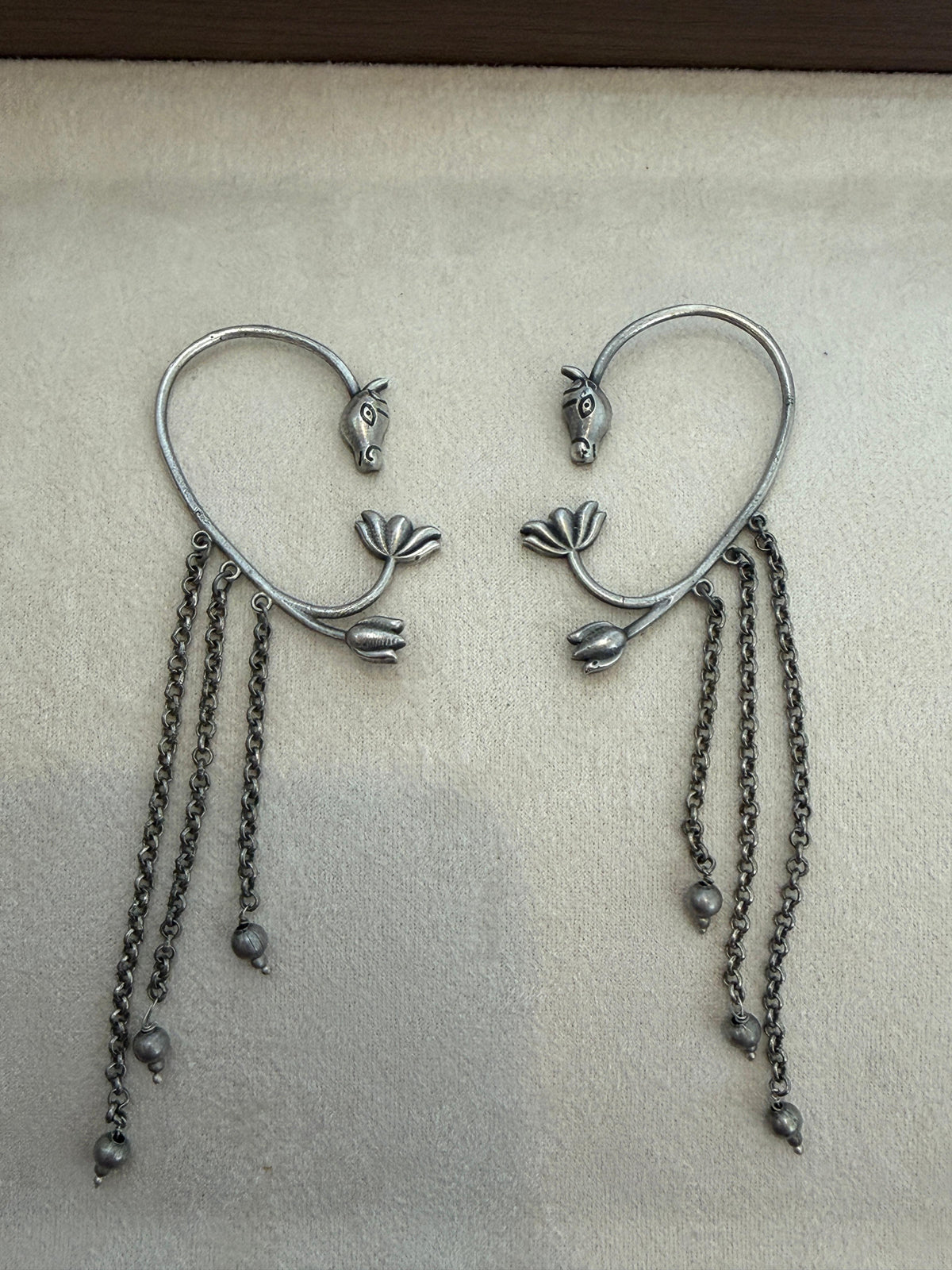 Lotus Bloom Chain Ear Cuffs