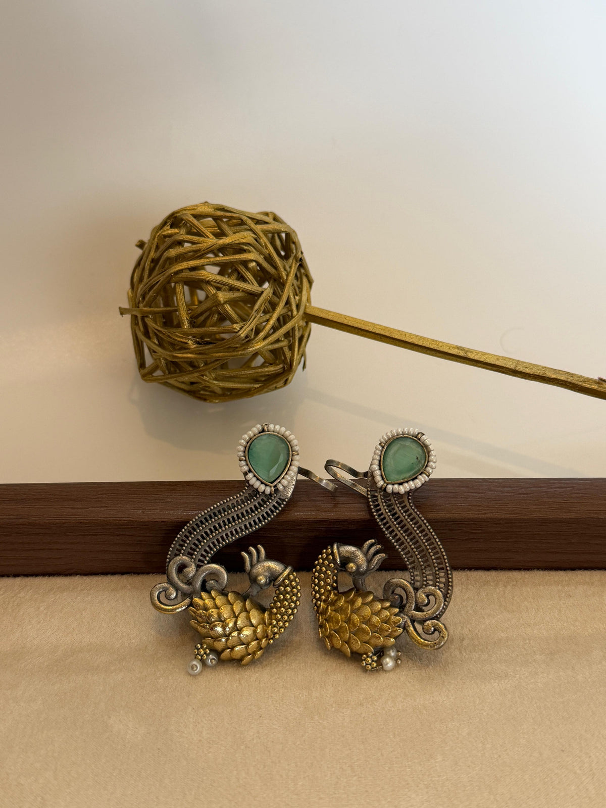 Royal Peacock Green Stone Earrings